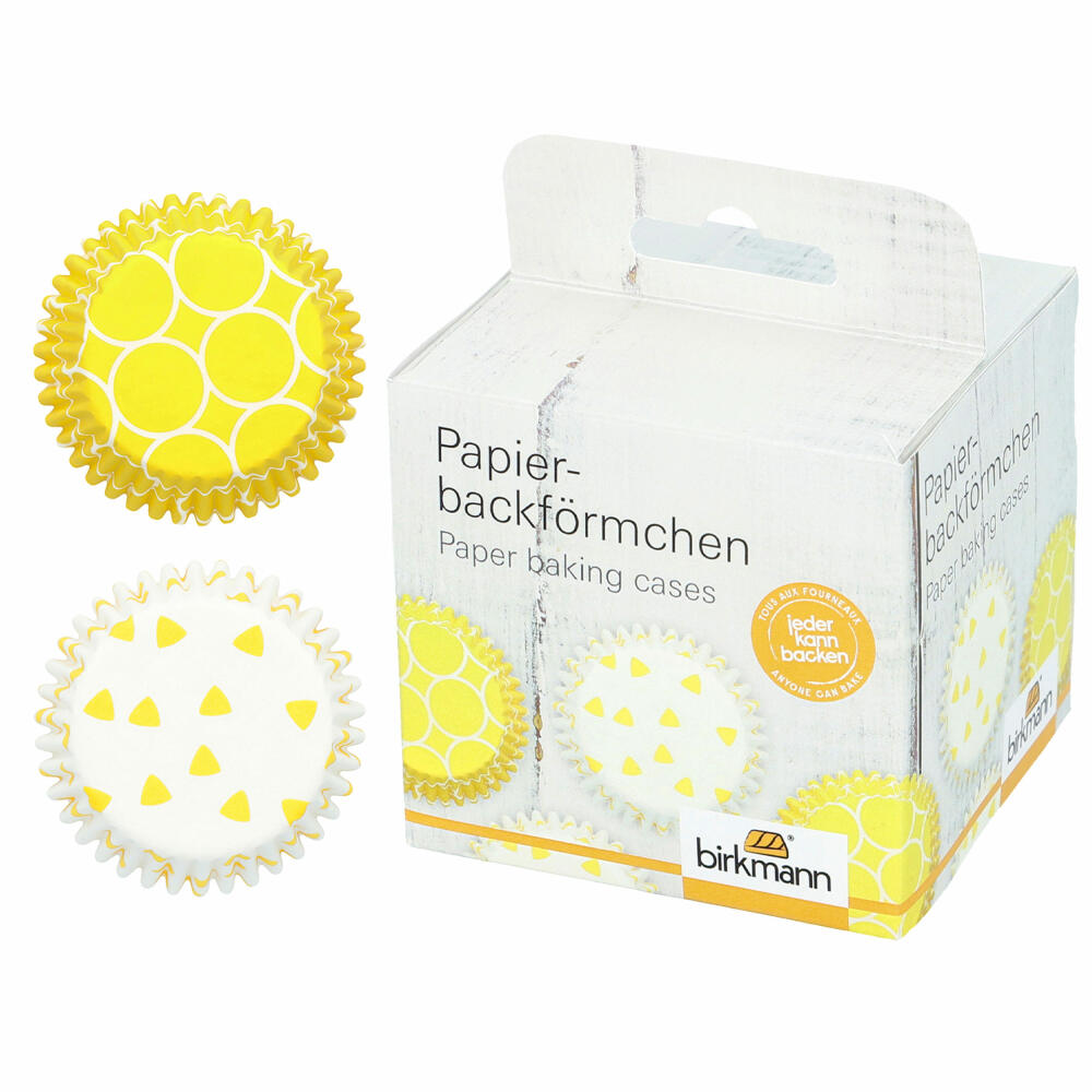 Birkmann paper baking cups, 100 pieces, baking cups, muffin baking pan, muffin pan, yellow, Ø 7 cm, 444997
