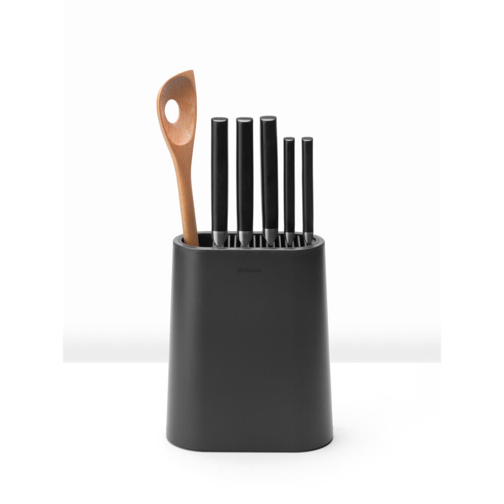 Brabantia Profile Messerblock mit Zusatzfach, Kunststoff, Dark Grey, 129889