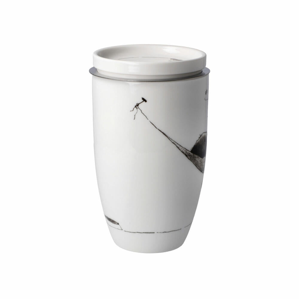 Goebel Teetasse mit Deckel und Sieb Peter Schnellhardt - Mittagspause, Becher, Fine Bone China, Bunt, 450 ml, 26500271