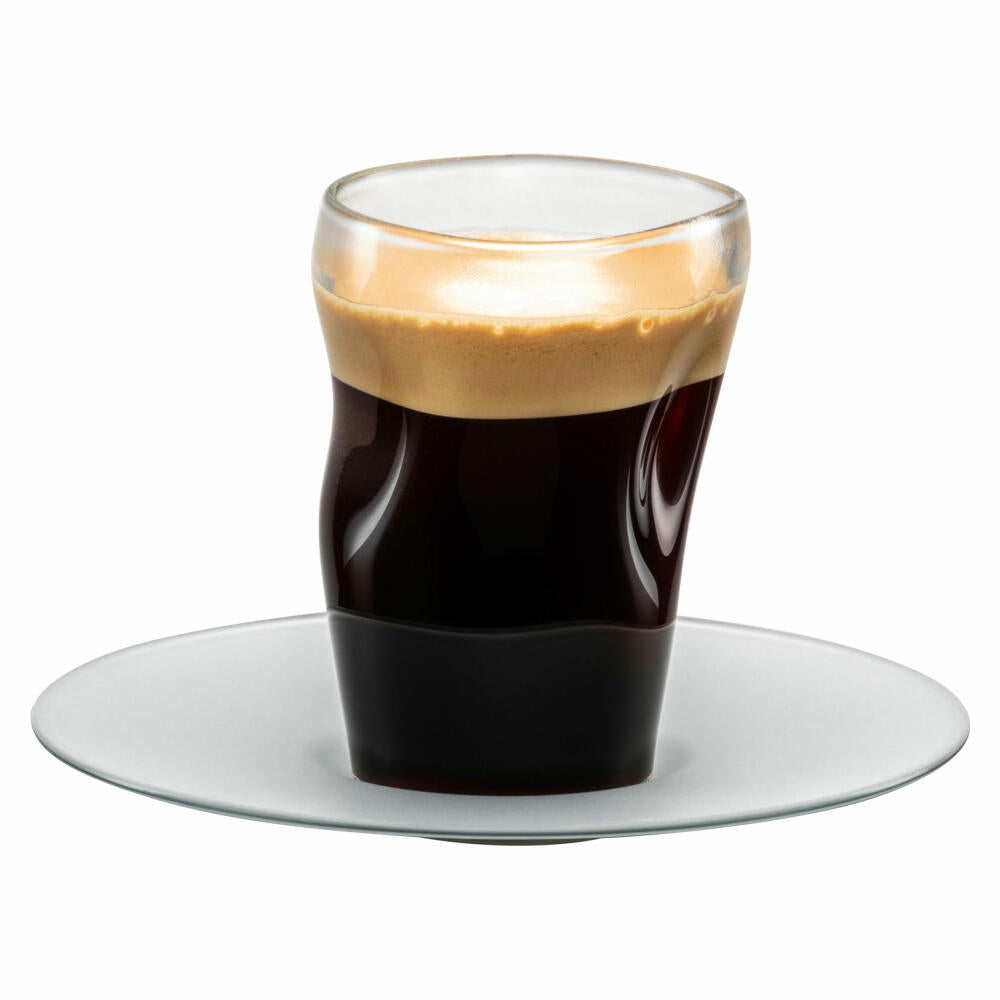 Eisch Espressoglas 2er Set Unik Satin, mit Untertassen, Espressotasse, Glas, Satiniert, 100 ml, 30013203