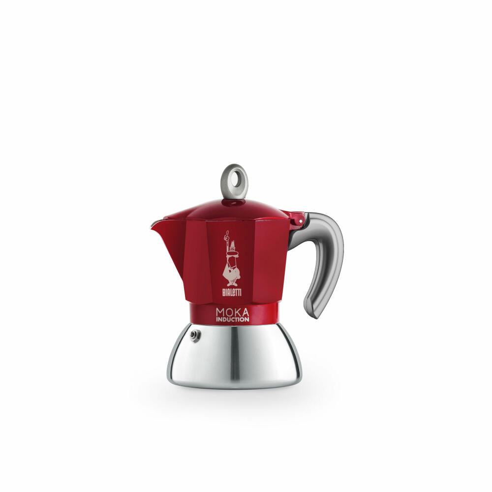 Bialetti Espresso Maker New Moka Induction for 2 Cups, Espresso, Espresso Pot, Induction, Stainless Steel, Red, 90 ml, 6942