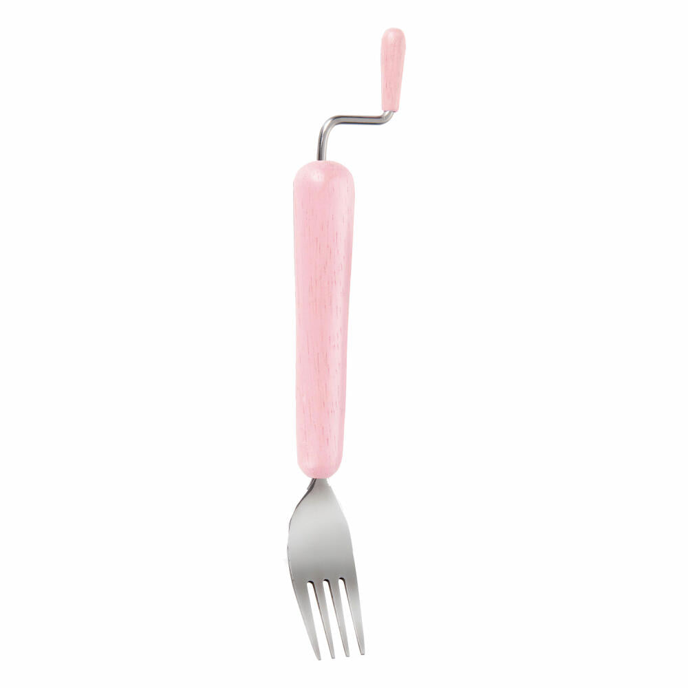 Donkey Products Rolognese Spaghetti Fork, Spaghetti Fork with Crank, Spaghetti Fork, Cutlery, Wood / Stainless Steel, Pink, L 19 cm, 900408