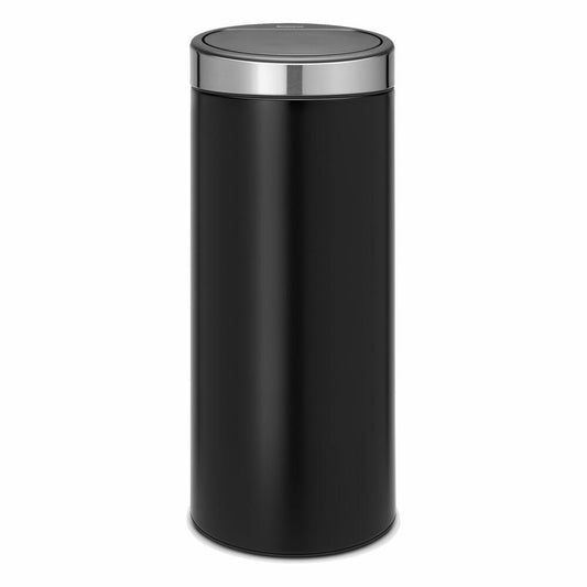 Brabantia Touch Bin, trash can, waste bin, wastepaper basket in matt black with fingerprint proof lid, 30 liters, 115448