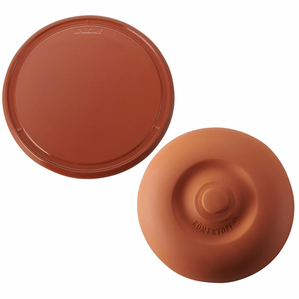 Römertopf climate snack plate, with cloche, plate, serving plate, sausage plate, serving plate, clay, terracotta, 2 418 05