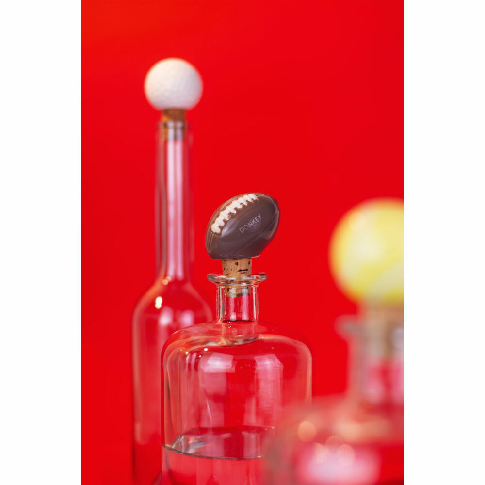 Donkey Products Bottle Stopper Football, Bottle Cork, Stopper, Porcelain, Cork, Brown, 200632