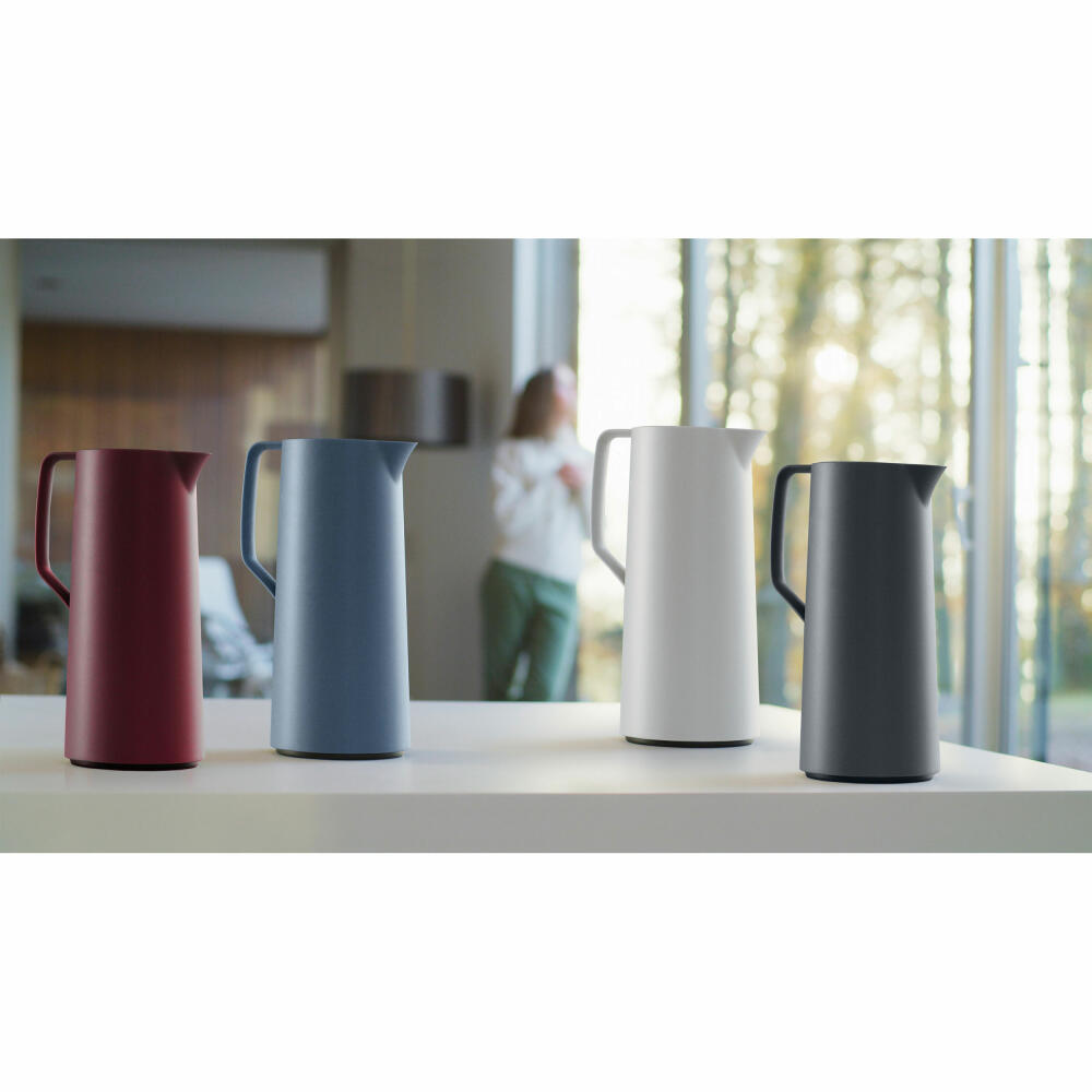 EMSA Motiva vacuum flask, insulated jug, jug, coffee pot, stainless steel, glass insulated flask, blue, 1 L, N41703