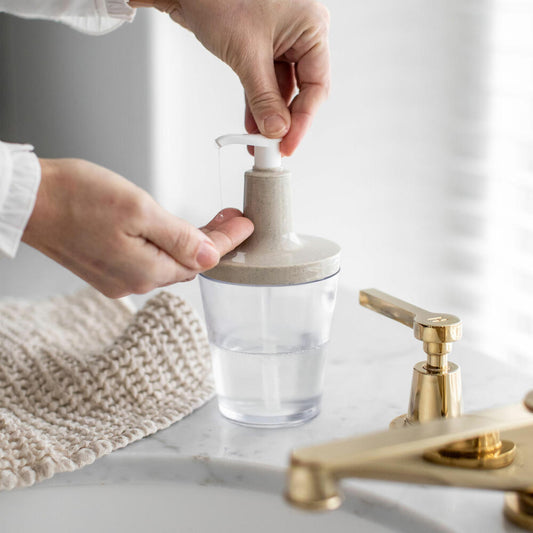 Koziol Soap Dispenser Flow, Lotion Dispenser, Dosing Dispenser, Organic Recycled, Recycled Desert Sand, 250 ml, 1406121