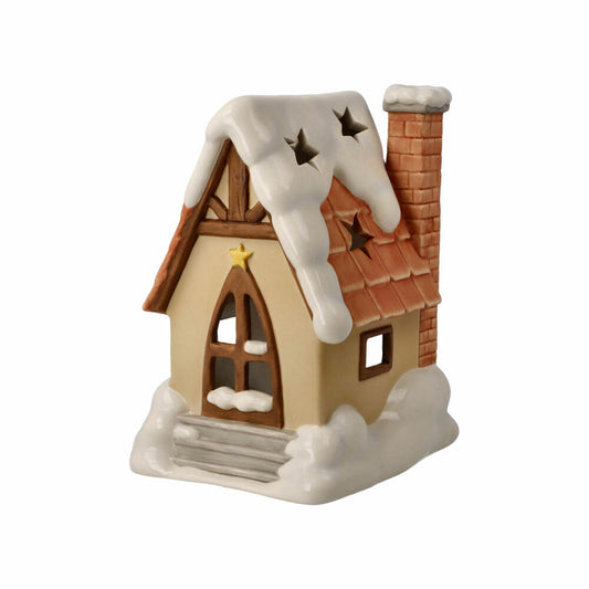 Goebel lantern light house, winter forest, Christmas, tealight holder, decoration, stoneware, H 17 cm, 66704241