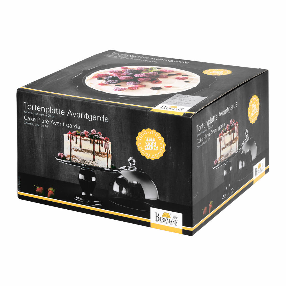 Birkmann Tortenplatte Avantgarde, Kuchenplatte, Tortenständer, Keramik, Schwarz, Ø 25.5 cm, 443747