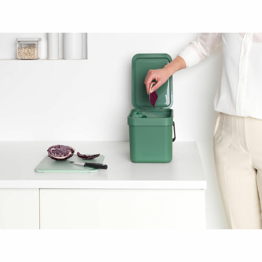 Brabantia Abfallbehälter Sort & Go, Abfalleimer, Mülleimer, Kunststoff, Fir Green, 6 L, 129841