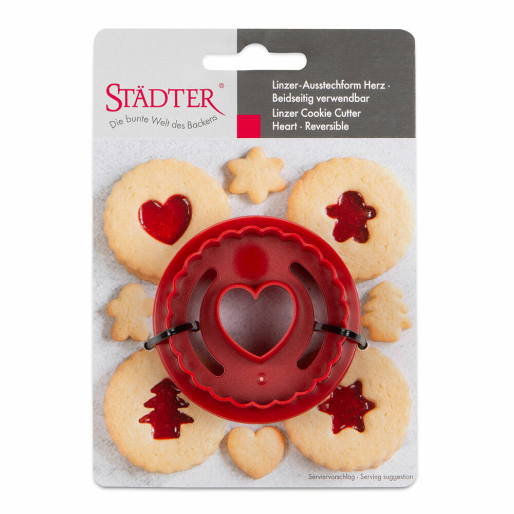 Städter Linzer Cookie Cutter Spitzbub Heart Wavy Double-Sided, Cookie Cutter, Cookie Mold, Cookies, Plastic, 954138