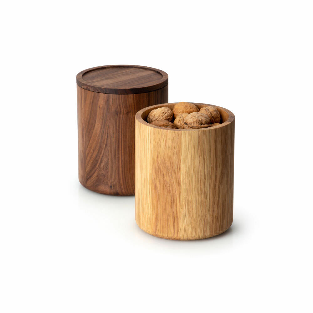 Continenta tin, storage tin, wooden tin, storage container, oak wood, Ø 13 x 16 cm, 4172