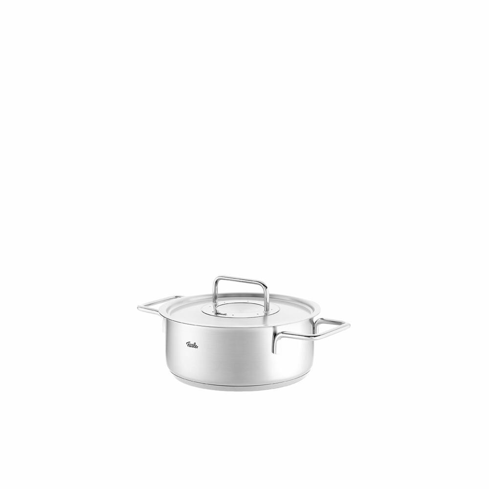 Fissler Pure frying pan with metal lid, stainless steel 18/10, silver, 20 cm, 086-124-20-000