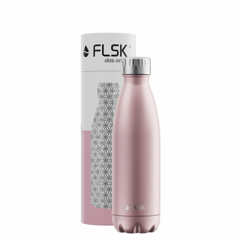 FLSK drinking bottle rose gold, insulated bottle, thermos flask, bottle, stainless steel, 500 ml, 1010-0500-0011