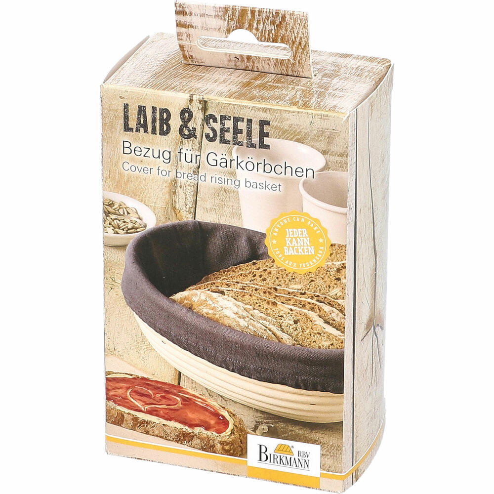 Birkmann Laib & Seele Bezug für Gärkörbchen Oval, passend für Artikel 209077 Körbchenbezug, Baumwolle, Schwarz, 700765