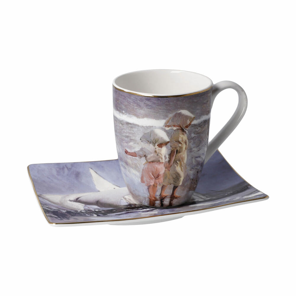 Goebel artist mug Joaquin Sorolla - Sisters on the Beach, cup with saucer, Artis Orbis, Fine Bone China, colored, 350 ml, 67018041