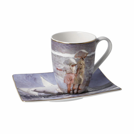 Goebel artist mug Joaquin Sorolla - Sisters on the Beach, cup with saucer, Artis Orbis, Fine Bone China, colored, 350 ml, 67018041