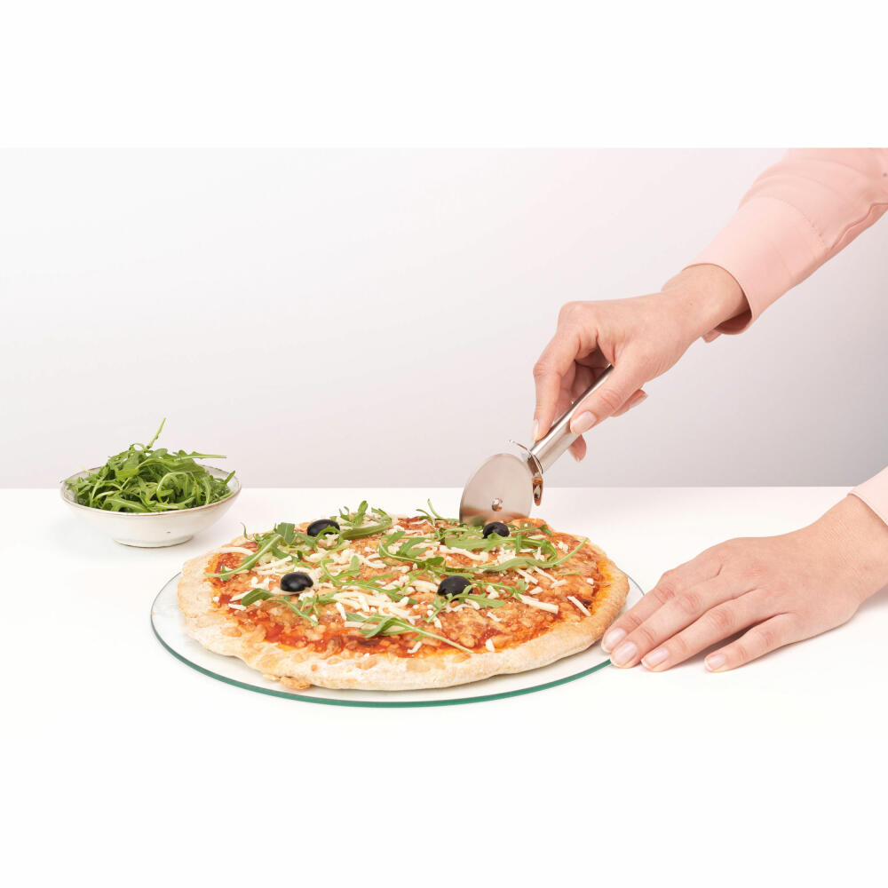 Brabantia Pizza Cutter Profile, Cooking Utensil, Kitchen Helper, Rotary Cutter, Steel, Matt Steel, 20.6 cm, 250446