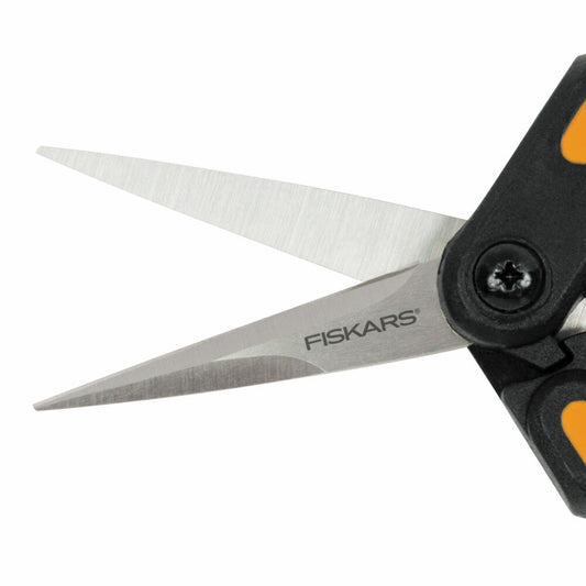 Fiskars Solid Microtip Garden Shears SP13, Precision Scissors, Gardening Shears, Stainless Steel, Plastic, Orange, Black, 1051600