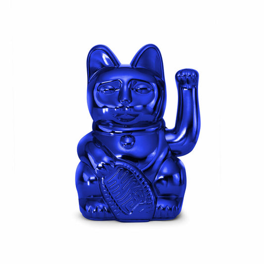 Donkey Products Lucky Cat Maneki Neko Cosmic, waving cat, lucky charm, plastic, shiny blue, 15 cm, 360010