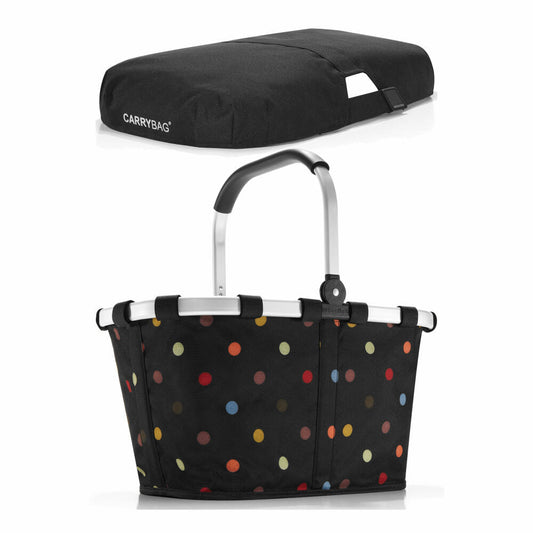 reisenthel carrybag mit cover, 2-tlg., Einkaufskorb, Deckel, Abdeckung, Korb, Polyestergewebe, dots / black, 22 L