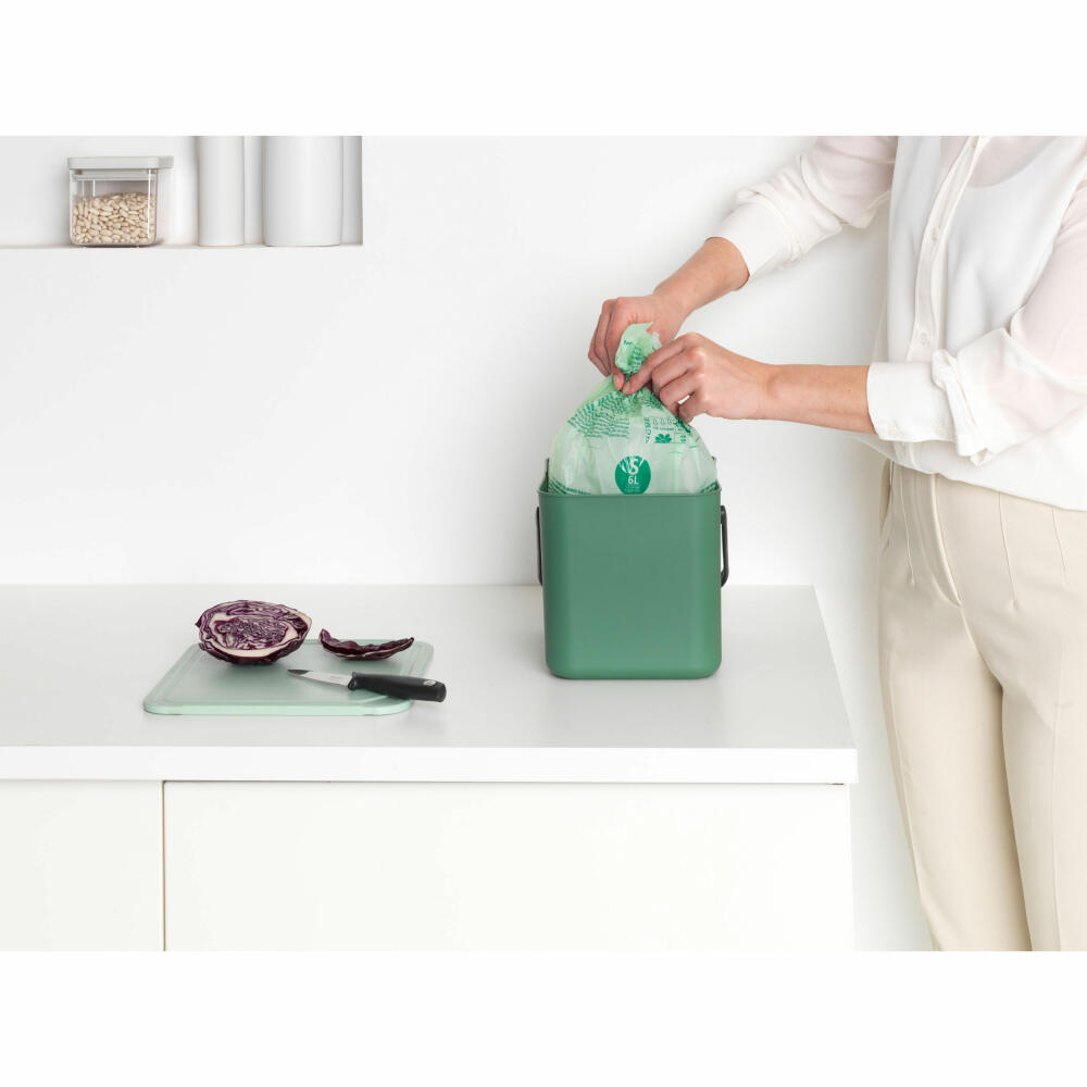 Brabantia Abfallbehälter Sort & Go, Abfalleimer, Mülleimer, Kunststoff, Fir Green, 6 L, 129841