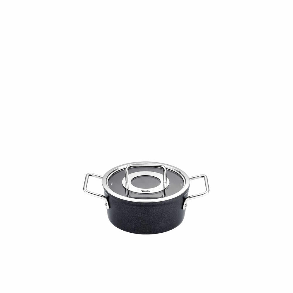 Fissler cooking pot Adamant with glass lid, aluminum, anthracite, 18 cm, 156-115-18-000