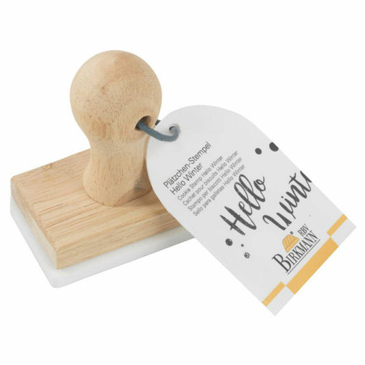 Birkmann Cookie Stamp Hello Winter, Cookie Stamp, Baking Mold, Baking Accessories, Silicone / Wooden Handle, 7.5 cm, 340688