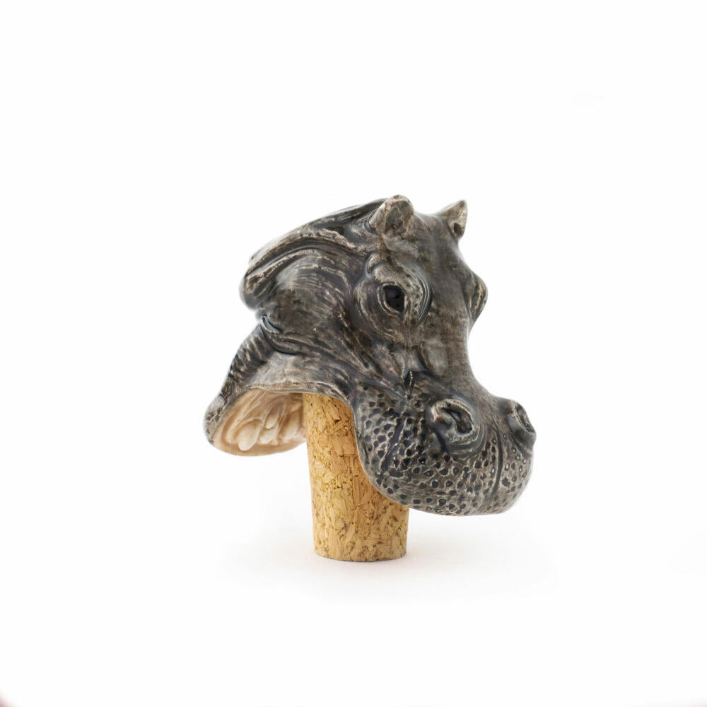 Donkey Products Weinstopper Hungry Hippo, Nilpferd-Weinflaschenstopfen, Korken, Dolomit, Grau, 5.5 cm, 210737