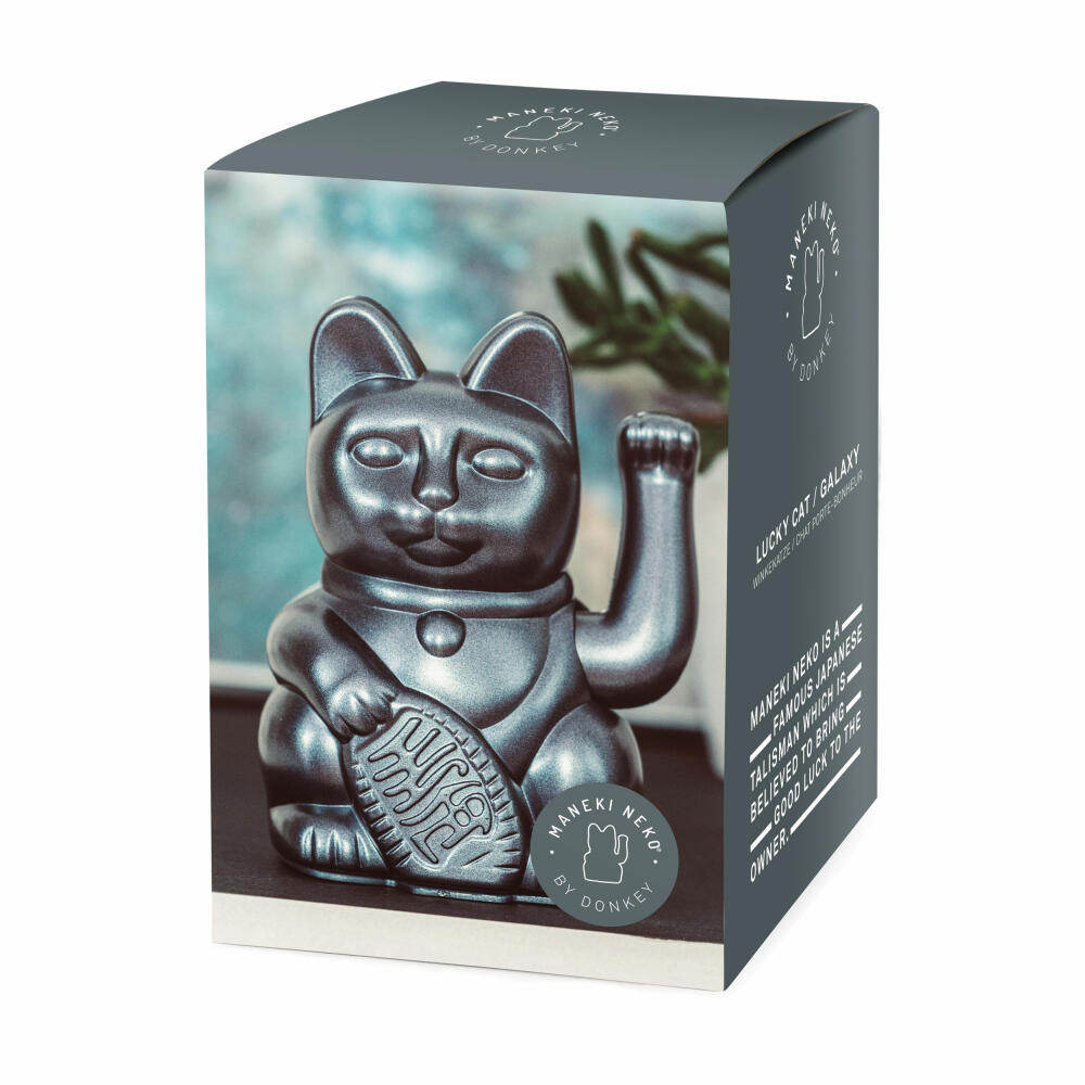 Donkey Products Lucky Cat Maneki Neko, waving cat, lucky charm, plastic, Galaxy, 15 cm, 330440