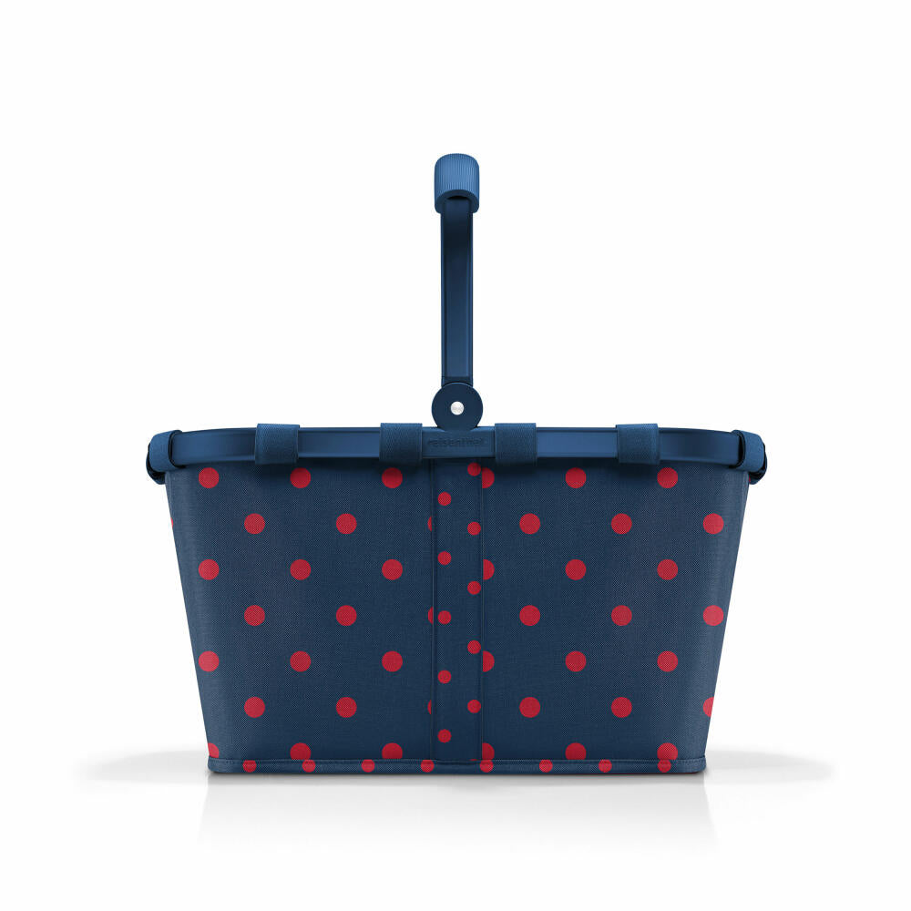 reisenthel carrybag, shopping basket, basket, picnic basket, carrying bag, polyester fabric, Frame Mixed Dots Red, 22 L, BK3076