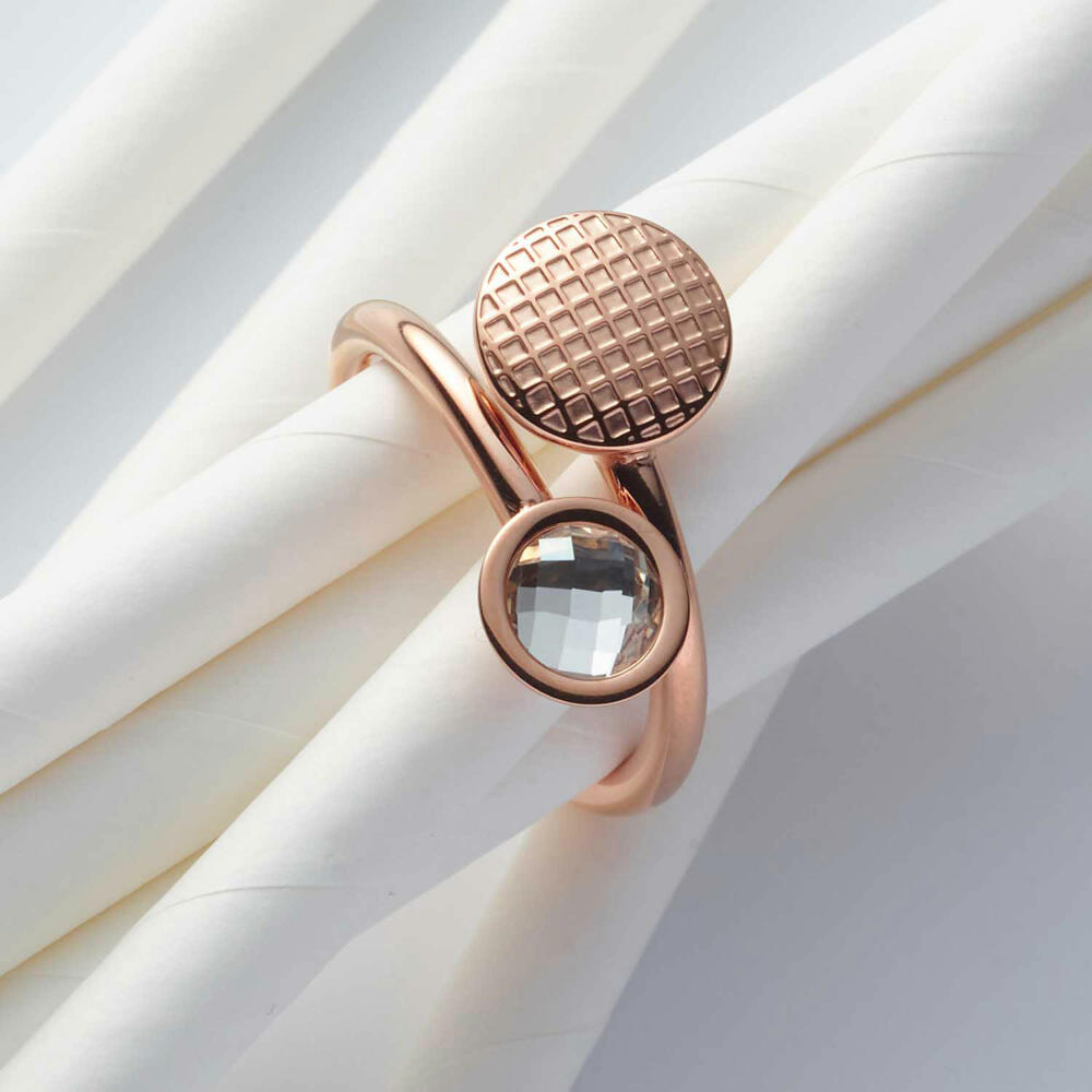 Leonardo Jewels Ring Delicato, finger ring, fashion jewelry, size 18, stainless steel IP rose gold, glass stone, 018363
