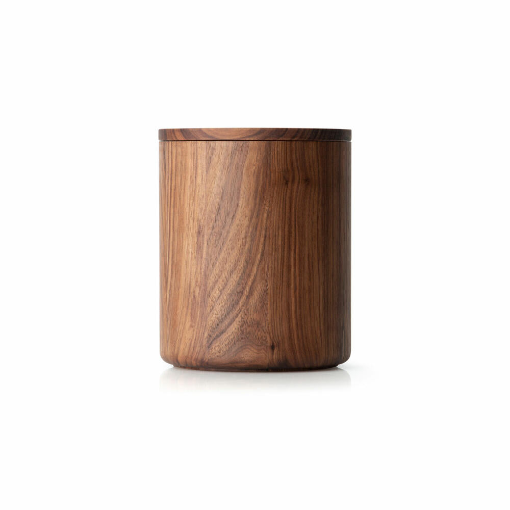 Continenta tin, storage tin, wooden tin, storage container, walnut wood, Ø 13 x 16 cm, 4172