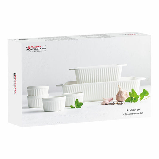 Maxwell & Williams Radiance Auflaufformen-Set, 6-tlg., Auflaufform, Ofenformen, Porzellan, Weiß, IK0134