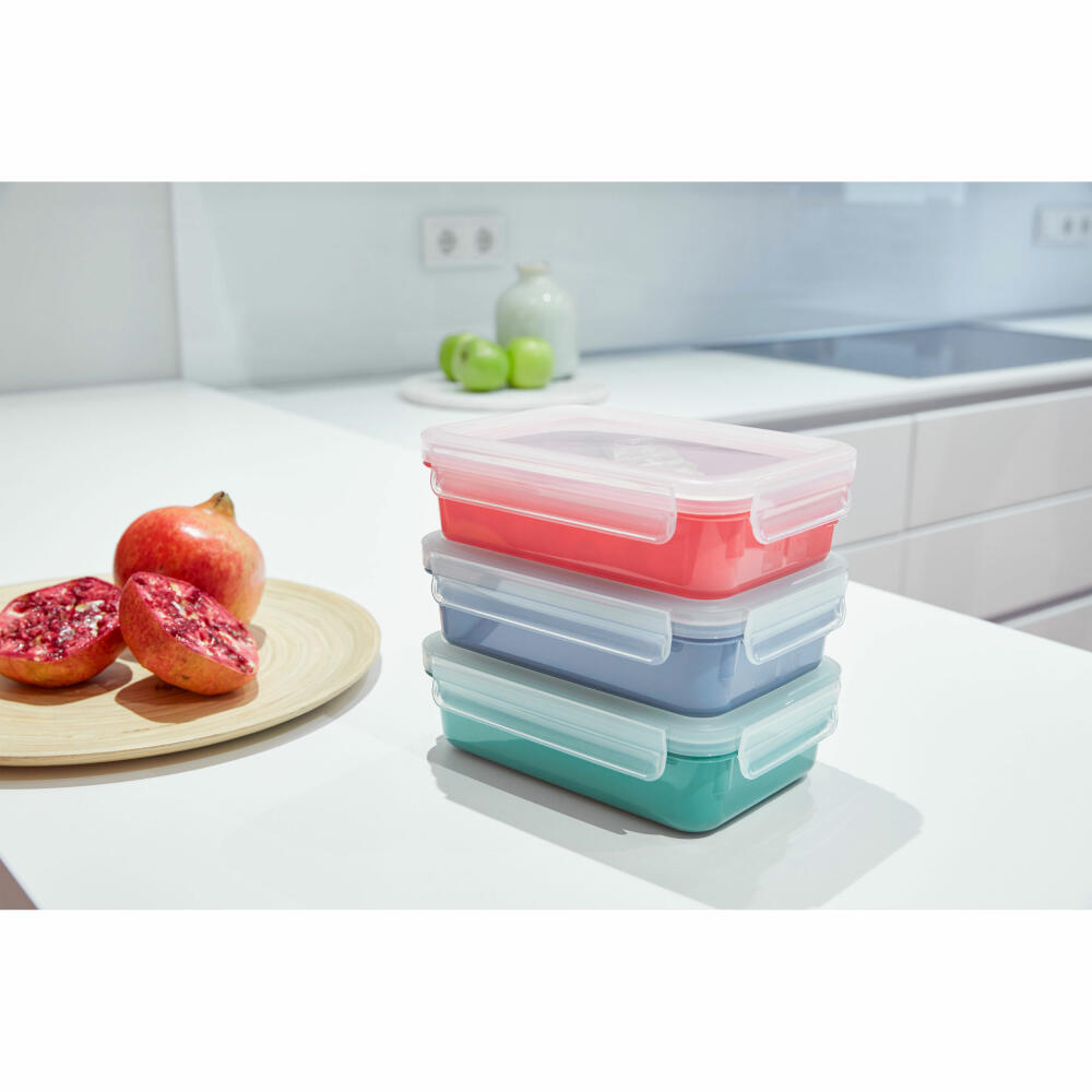 EMSA Clip &amp; Close COLOR EDITION food storage container, storage container, plastic, aqua blue, 0.8 L, N10125