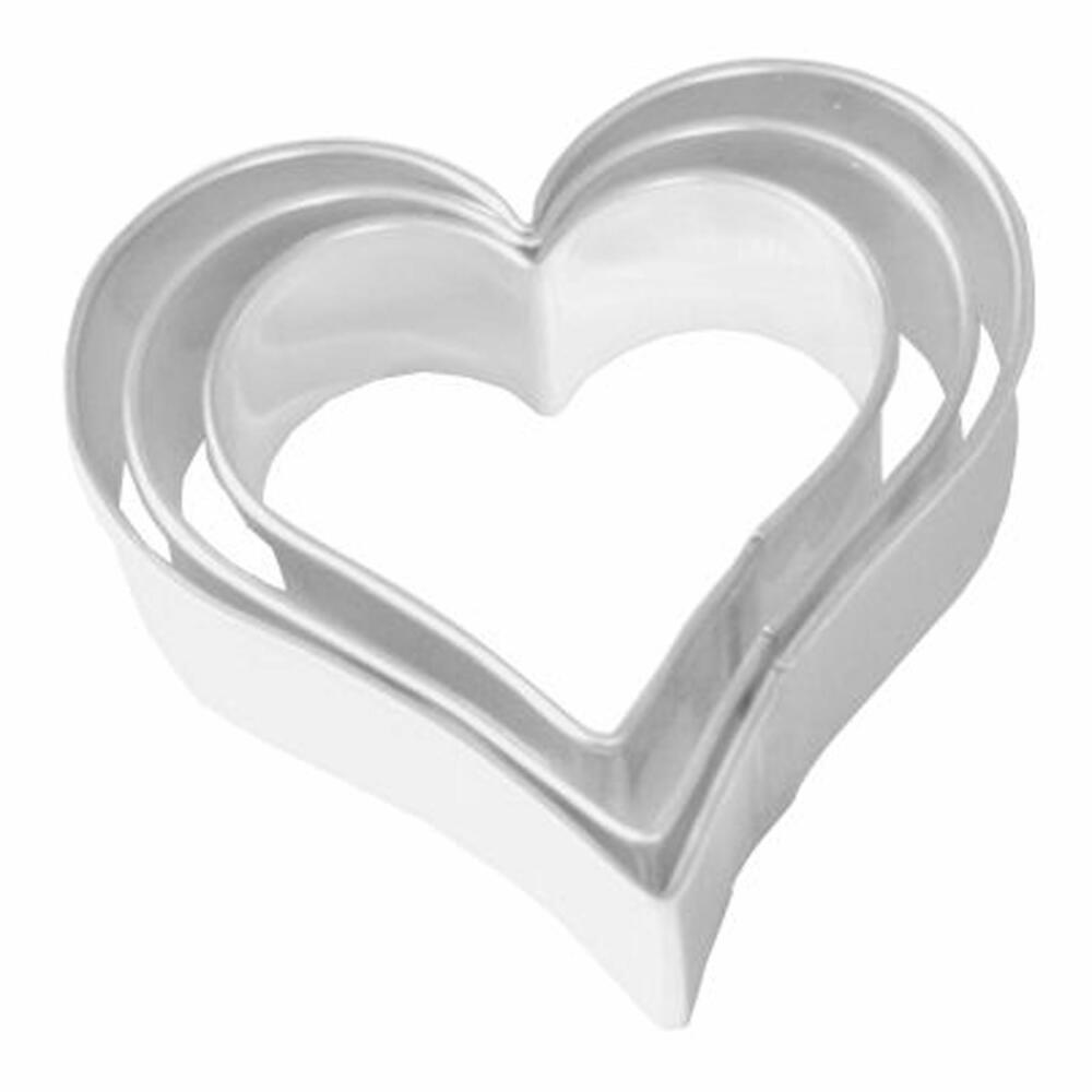 Birkmann heart cookie cutter, 3-piece, cookie cutter, cookie mold, biscuit, cookies, stainless steel, 2.5 / 3 / 4 cm, 196001