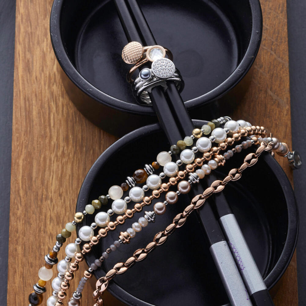 Leonardo Jewels Ring Delicato, finger ring, fashion jewelry, size 18, stainless steel IP rose gold, glass stone, 018363