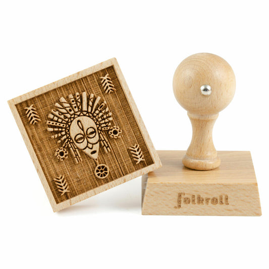 Folkroll Keksstempel Afrikanische Maske, 55x55 mm, Cookiestempel, Backstempel, Keks, Stempel, Motiv, Buchenholz, 334867