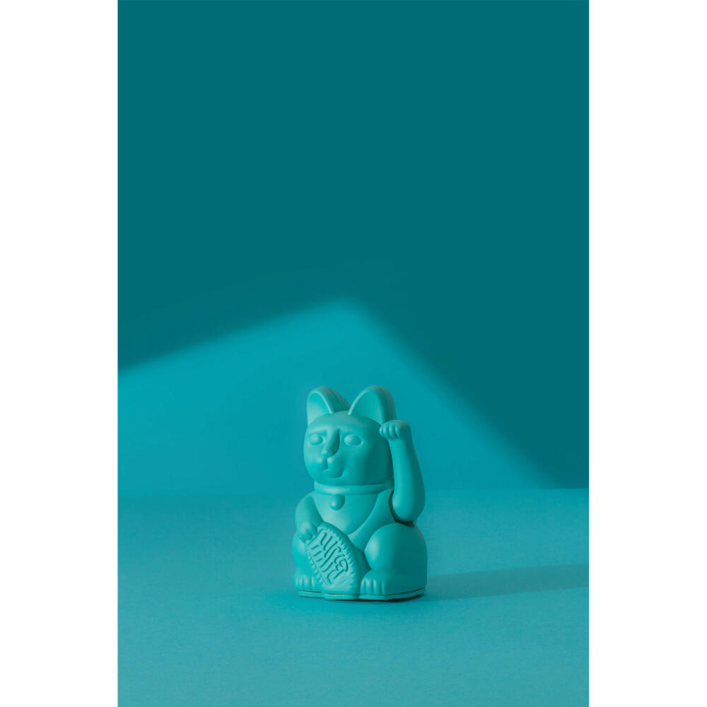 Donkey Products Lucky Cat Mini Maneki Neko, waving cat, lucky charm, plastic, turquoise, 9.8 cm, 330475