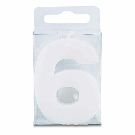 Städter candles number 6, with holder, number, birthday candles, cake candles, birthday, candle, white, 4.5 cm, 910737