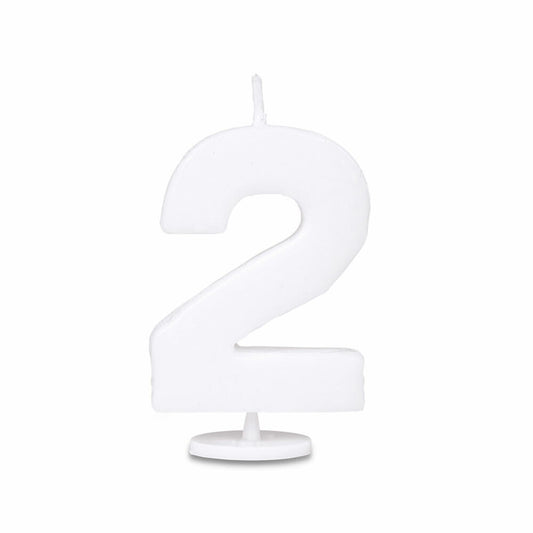 Städter candles number 2, with holder, number, birthday candles, cake candles, birthday, candle, white, 4.5 cm, 910690