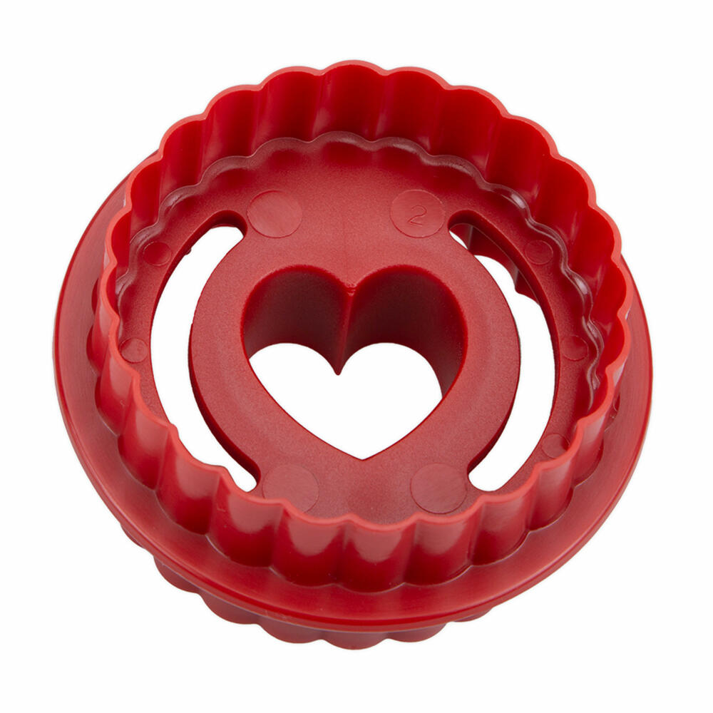 Städter Linzer Cookie Cutter Spitzbub Heart Wavy Double-Sided, Cookie Cutter, Cookie Mold, Cookies, Plastic, 954138