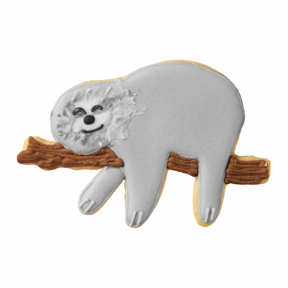 Birkmann cookie cutter sloth lying on branch, cookie cutter, cookie cutter, biscuit cutter, stainless steel, with inner embossing, 10 cm, 198012