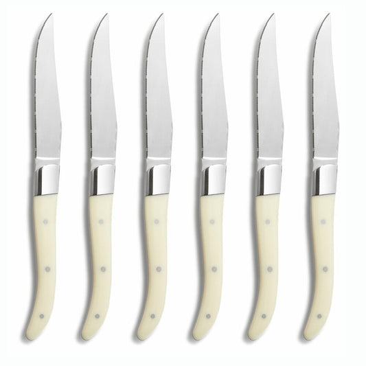 Comas steak knives ACR White set of 6, meat knives, stainless steel, acrylic, white, 22.5 cm, 7442