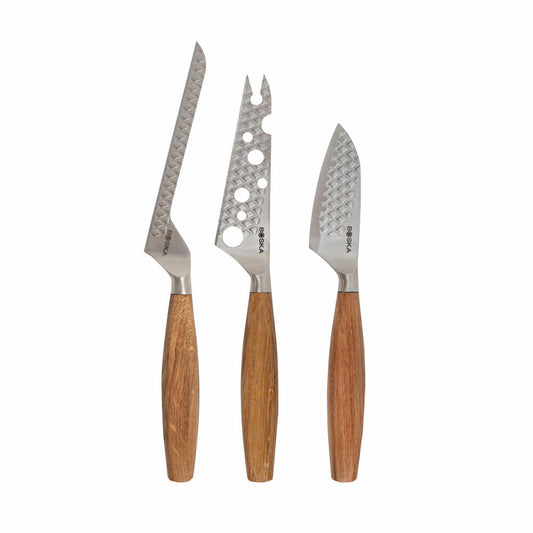 Boska Käsemesser-Set Oslo+ 3-tlg., Edelstahl, Eichenholz, Silberfarben, Braun, 320365