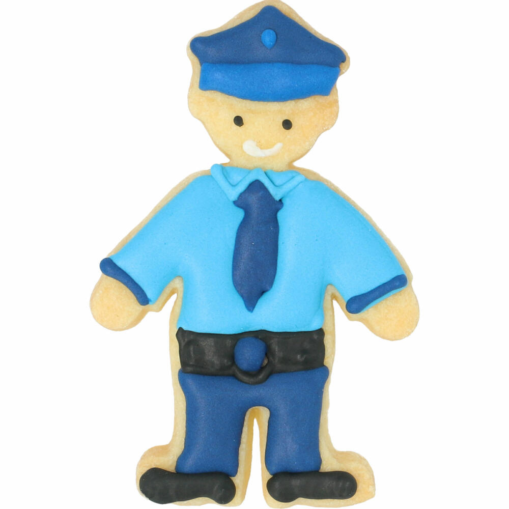 Birkmann cookie cutter policeman, with internal embossing, cookie cutter, cookie shape, biscuit, biscuits, stainless steel, 8 cm, 199217