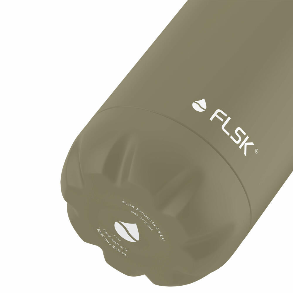 FLSK drinking bottle Khaki, insulated bottle, thermos flask, bottle, stainless steel, 1 L, 1010-1000-0020