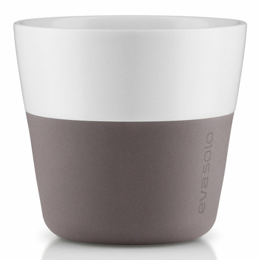 Eva Solo Caffé Lungo Mug, Mocca, Coffee, Caffé Cup, Porcelain/Silicone, Grey, 230 ml, Set of 2, 501021