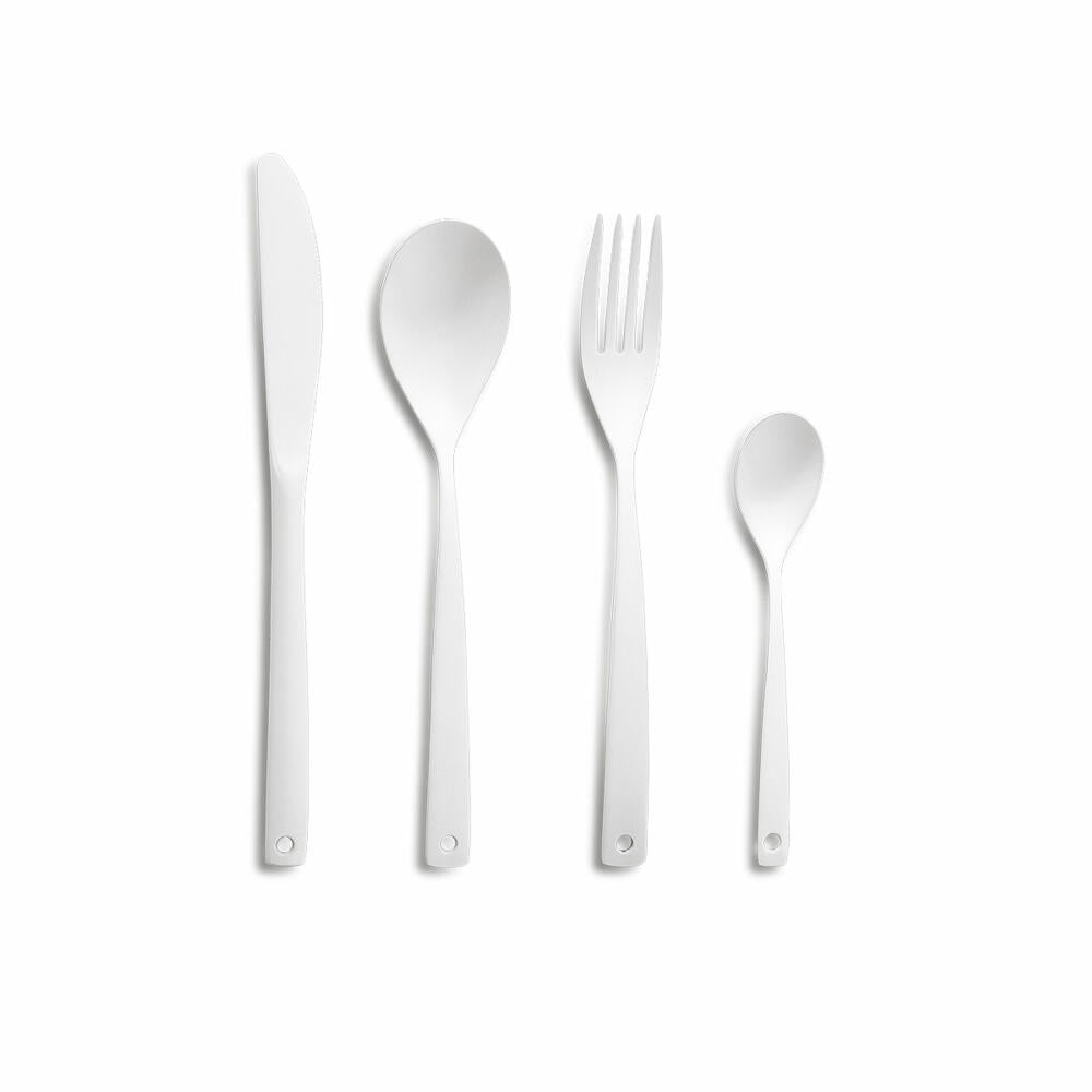 Comas cutlery set BCN Colors Blanco 24-piece, table cutlery, stainless steel, white satin finish, 7596