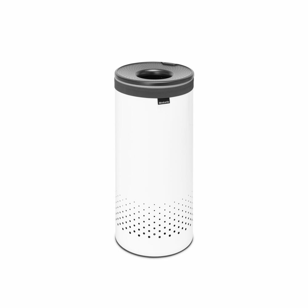 Brabantia Wäschebox, Wäschekorb, Wäschetonne, Stahl, Kunststoff, White / Dark Grey, 35 L, 304866